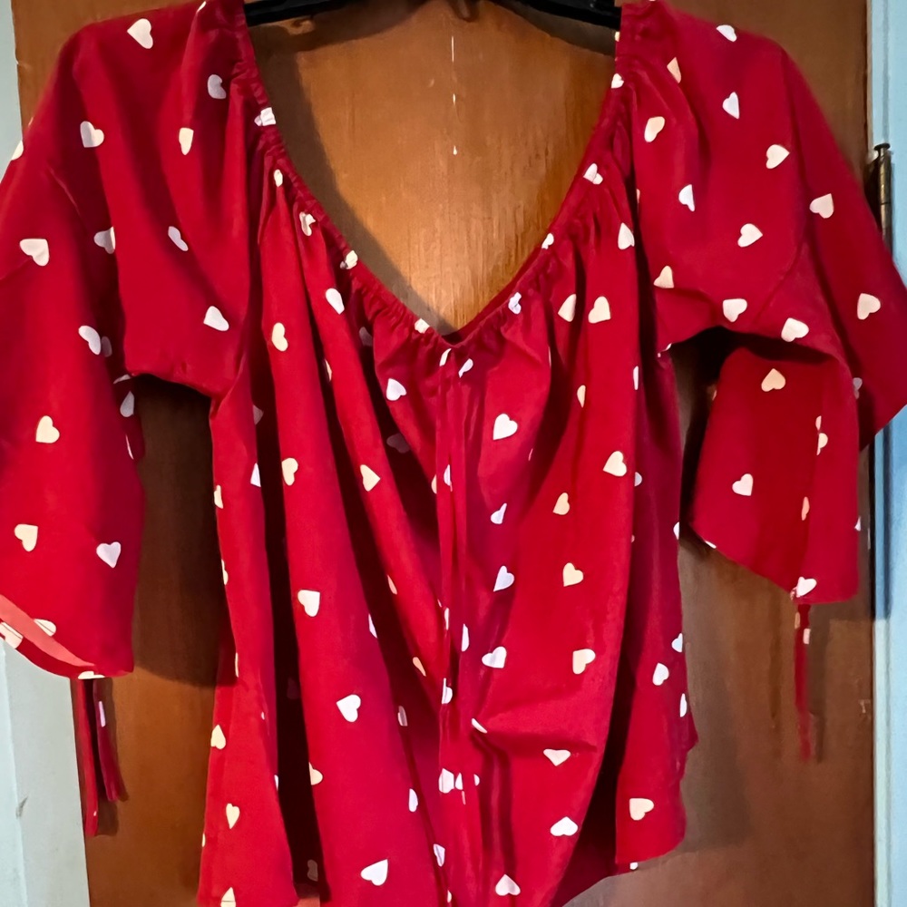Red and white heart design.